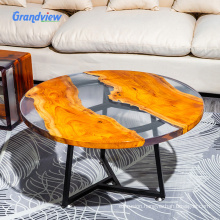 Clear color river pattern chair wooden furniture  resin stool